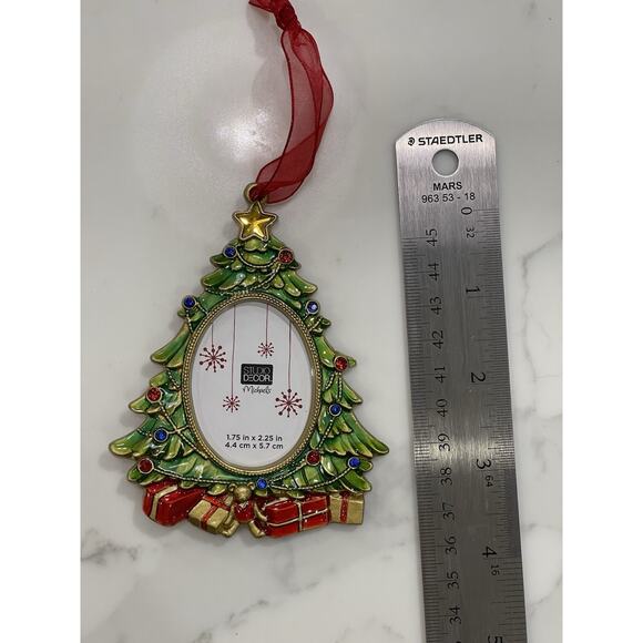 Michael’s Studio Decor Christmas Tree Gifts Enamel Picture Frame Ornament - Picture 1 of 5